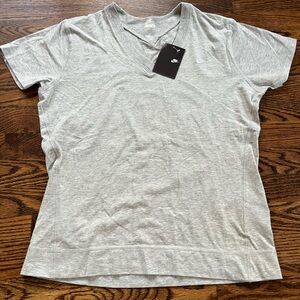 Nike Women's Cotton Gray V-Neck Tee